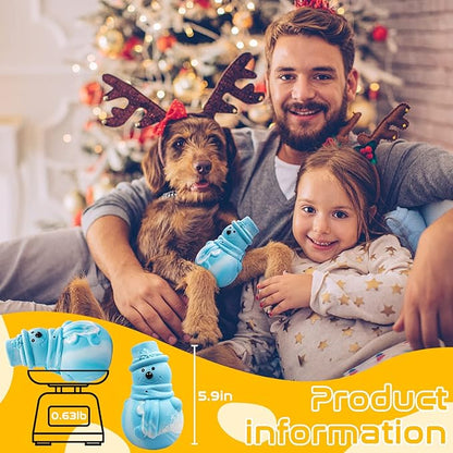 AstraVox Christmas Chew Toys, Indestructible Squeaky Dog Toys for Aggressive Chewers, Tough Dog Chew Toys for Large Medium Dogs Breed with Non-Toxic Natural Rubber (Snowman)