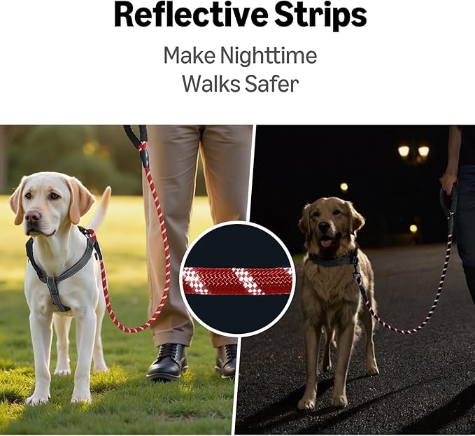 Amazon Basics Round Dog Leash, Heavy Duty, Durable Rope for Small, Medium, and Large Dogs, Lightweight Design for Walking, Training, and Outdoor Activities, Red, 4 Ft
