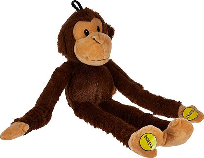 Multipet Swingin' Safari Monkey Dog Plush Toy - Squeaky Dog Toy for All Dogs - Extra Soft Plush Dog Toy - Stuffed Animal Dog Toy for Cuddling & Playing - Cute Dog Pet Toy (27”, Brown, 5 Squeakers)