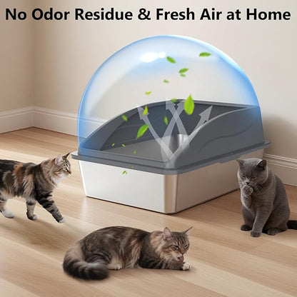 Extra Large XXXL Stainless Steel Litter Box, 28" L x 20" W x 12.2" H Super Large Stainless Steel Litter Box, Suitable for Large Cats and Multiple Cats, Non-Sticky, Anti-Leakage, Easy to Clean