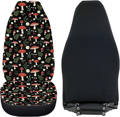 Mushroom Daisy Print Car Seat Covers Set of 2 for Women,Universal Bucket Front Seats Protector Fit for Car,SUV Sedan,Truck