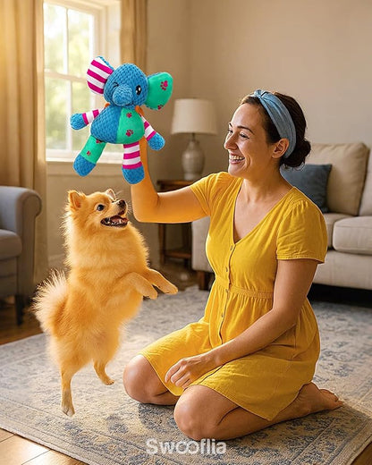 Swooflia Elephant Crinkle Dog Toy - Squeaky Plush Toys for Puppies,Treat Boredom for Small Dogs,Interactive Stimulating Puppy Toy to Keep Them Busy