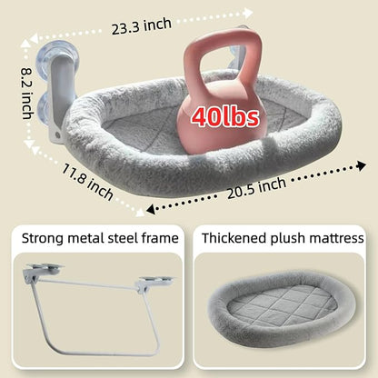Cat Window Perch with Suction Cups- Cordless,Ultra Soft Machine Washable Bed with 4-Sided Bolster, Strong Hold for Large Cats up to 40lbs Window Hammock for Large Cats and Kittens(Gery,M)