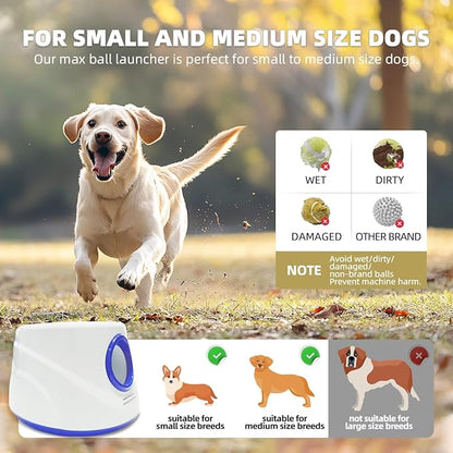 Automatic Dog Ball Launcher-Small Silent Dog Ball Thrower, 3 Adjustable Distances (20ft/33ft/46ft), Rechargable,Includes 3 Durable 2.3" Balls for Small/Medium Dogs (Yellow, Medium)