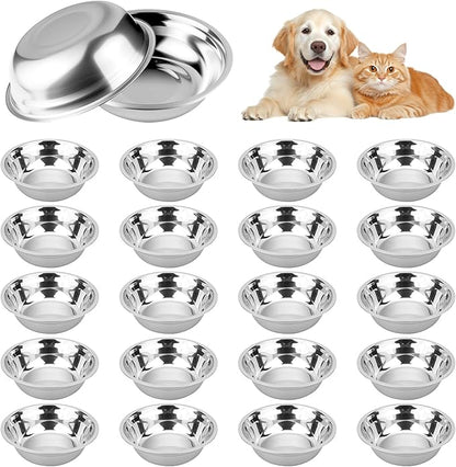 20 PCS Stainless Steel Dog Bowls, 32 Oz (4 Cups) Thickened Metal Dog Bowls for Multi Dogs Multi Cat Households or Kennels, Pet Replacement Bowl of Food and Water, Dishwasher Safe