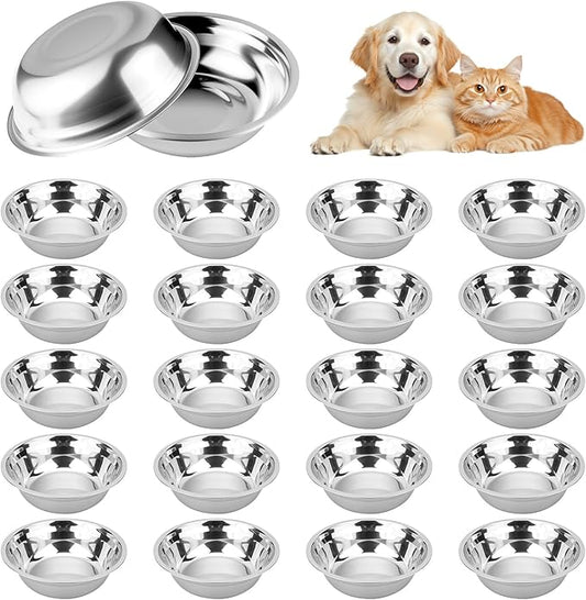 20 PCS Stainless Steel Dog Bowls, 32 Oz (4 Cups) Thickened Metal Dog Bowls for Multi Dogs Multi Cat Households or Kennels, Pet Replacement Bowl of Food and Water, Dishwasher Safe