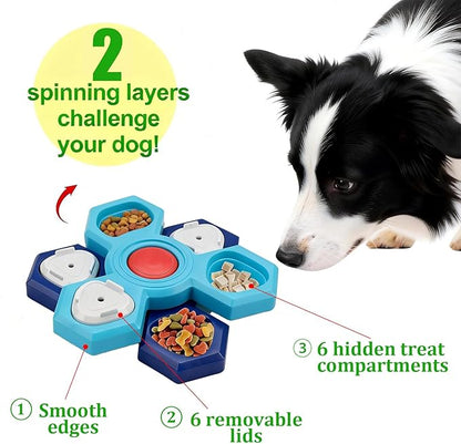 Dog Slow Feeder - Interactive Dog Food Puzzle Toy, Treat Maze Game for Dogs & Cats, Mental Stimulation & Boredom Relief, Adjustable Difficulty Pet Enrichment Toy (Two Layers)