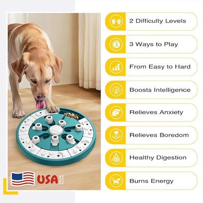 KADTC 2 Levels of Step-by-Step Challenge,Large Size,Beginner to Advanced Dog Puzzle Toys,3 Ways to Play,U.S. Brand & Design Treat Puzzles for Dogs Mental Stimulation Enrichment Food Slow Feeder Toy