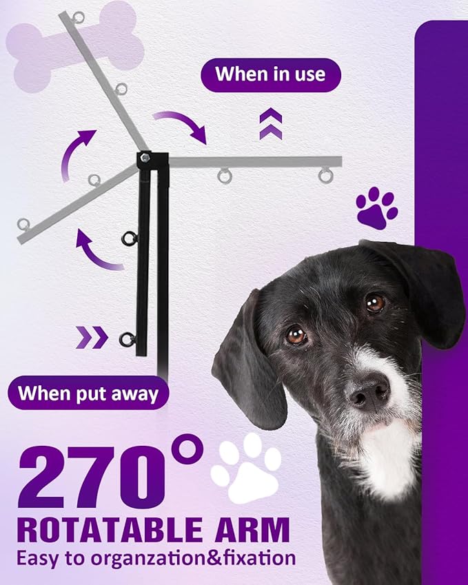 Breeze Touch Dog Grooming Arm - 32" Dog Grooming Table Arm with Clamp and Post, Loop Noose, No Sit Haunch Holder Grooming Restraint for Small & Medium Dogs