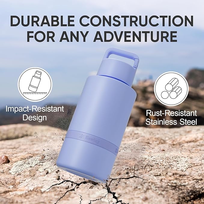 KEWIXY Insulated Dog Water Bottle with Travel Bowl, Dog Lover Gift, Portable Water Bottle Dispenser, Accessories for Car, Hiking, Camping, Outdoor, Leak-Proof, Detachable (Aurora Blue)