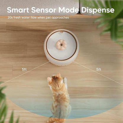 WOPET Wireless Cat Water Fountain, Cordless Ceramic Pet Water Fountain with 5000mAh Rechargeable Battery, 3L/101oz Premium Cat Water Dispenser for Cats & Small Dogs,Ultra Quiet & Triple Filtration