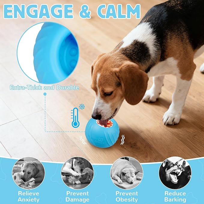 Long-Lasting Dog Lick Toy, Wobbly Dog Enrichment Lick Bowl to Keep Dogs Busy, Interactive Stuffable Dog Treat Feeder for Boredom, Silicone Treat Dispensing Chew Toy(Light Blue,M)