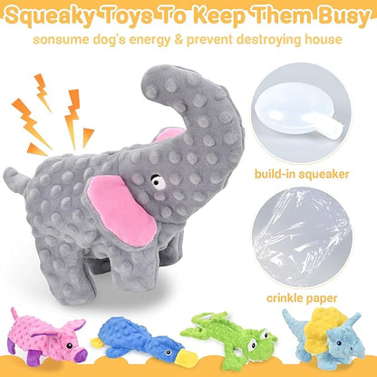No Stuffing Dog Toys for Aggressive Chewers, Squeaky Dog Toys for Large Medium and Small Dogs, Puppy Dog Chew Toys to Keep Them Busy Pack of 5