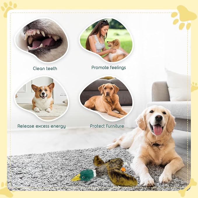 Large Squeaky Dog Toys, Tough Plush Squeaky Duck Dog Toy with 3 Sounds to Keep Them Busy, Interactive Filled Chew Toys for Small Medium and Large Dogs