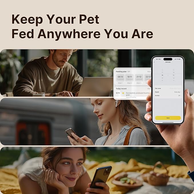 Automatic Cat Feeder with WiFi-5Ghz, APP Control Timed Cat Dry Food Dispenser with Remote Feeding, 5L Auto Pet Feeder up to 10 Meals 1-15 Portion Control Per Day, Auto Dog Feeders for Cats Dog