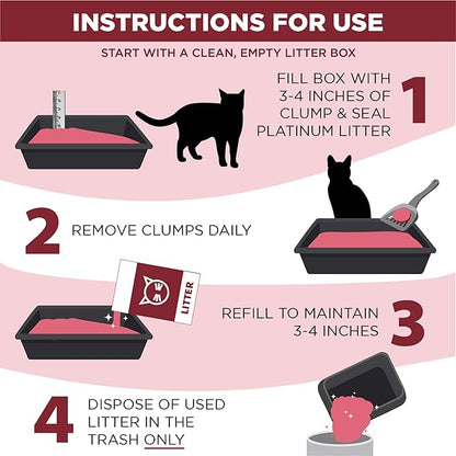 ARM & Hammer Clump & Seal Platinum Cat Litter, Multi-Cat, 14-Day Odor Control, Rock-Hard Clumps, 37 lbs – Powerful Odor Eliminator with Baking Soda