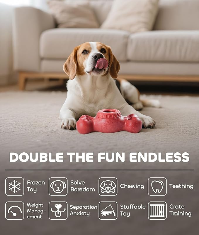 DPB Frozen Dog Toy to Keep Them Busy, FreezeBone Chew Toy & Peanut Butter Fillable Toy & Freezer/Freezable/Frozen Lick Treat Tray Enrichment Toys for Medium/Large Dogs