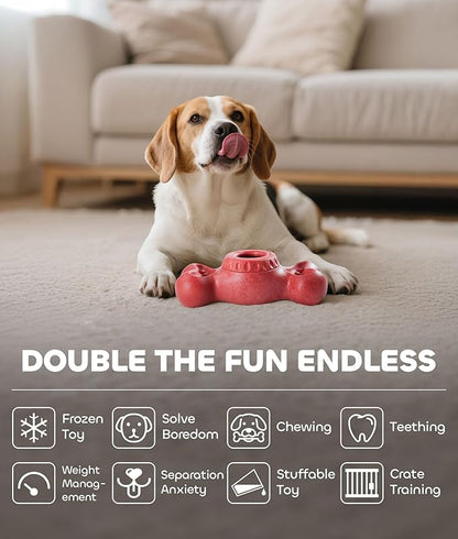 DPB Frozen Dog Toy to Keep Them Busy, FreezeBone Chew Toy & Peanut Butter Fillable Toy & Freezer/Freezable/Frozen Lick Treat Tray Enrichment Toys for Medium/Large Dogs