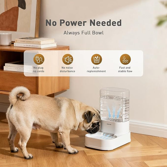 Gravity Dog Water Bowl Dispenser Automatic Pet Water Dispenser for Dogs Gravity Water Bowl for Cats 1 Gallon/3.78L with 6 pcs Filters