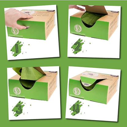 GREENER WALKER Tie Handles Poo Bags for Dog Waste, 600 Doggy Waste Bags Extra Thick Strong 100% Leak-Proof (Green)