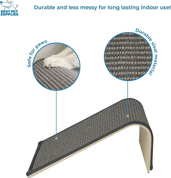 Best Pet Supplies Catify Cat Scratcher, Fun Interactive Scratchers, Posts, Poles, Claw Safe, Furniture Saver Indoor Play Support Natural Cat Behaviors Heavy Duty - Ramp (Gray), 15 x 9