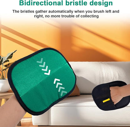 Double-Sided Pet Grooming Gloves, Electrostatic Versatile Static Pet Hair Remover Glove Reusable Static Cat Grooming Tools for Carpet Couch Clothing Furniture Supplies (Green)
