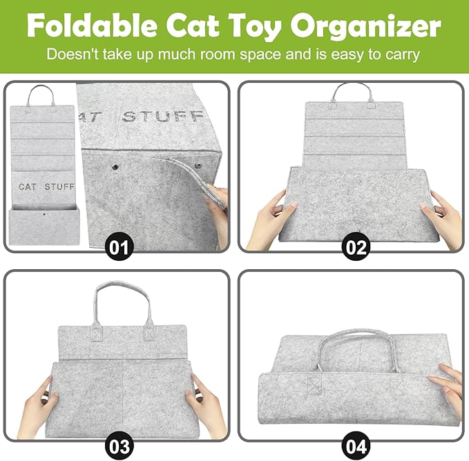 5-layer Cat Wand Toy Storage Bag, 31.6in Multifunction Pet Toy Storage Hanging Bag