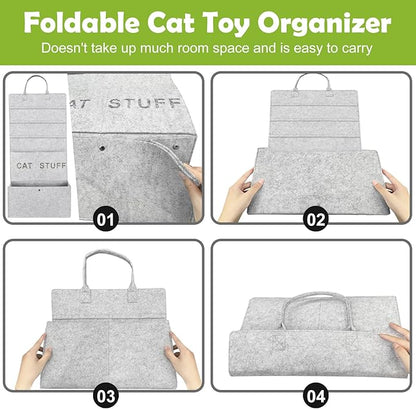 5-layer Cat Wand Toy Storage Bag, 31.6in Multifunction Pet Toy Storage Hanging Bag
