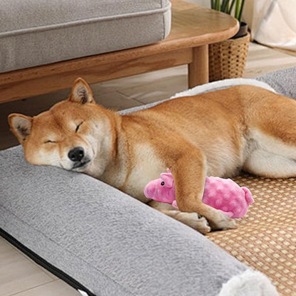 Andiker Dog Squeaky Toys, 10 in/24.5 cm Plush Dogs Toy Soft Dog Chew Toys in Pig Shape for Chewing Biting, Stuffed Puppy Toys with a 9.5 cm Squeaker and Crinkle Paper for All Breed Sizes Dogs (Pink)