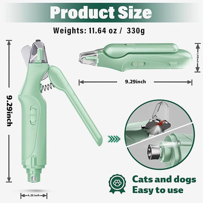 2-in-1 Cat Nail Clippers & Dog Nail Clippers Trimmers for Large Medium Small Dogs Cats Claw Trimmer Quick Sensor and Safety Guard USB Rechargeable with 2 LED Lights Dogs Nail Trimmer