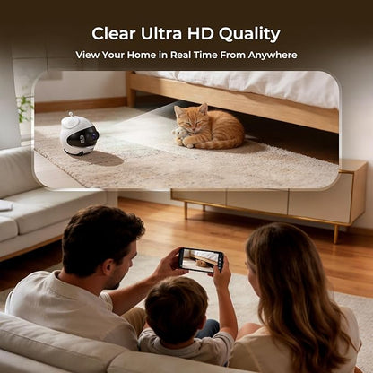 AEZ Robot Camera on Wheels 1080P Dual Lens,Indoor Movable Security Camera with 2-Way Talk,Blinky Bot with Night Vision,Distance Bot App Control for Cats/Dogs/Baby/Elderly (SD/Cloud Storage)