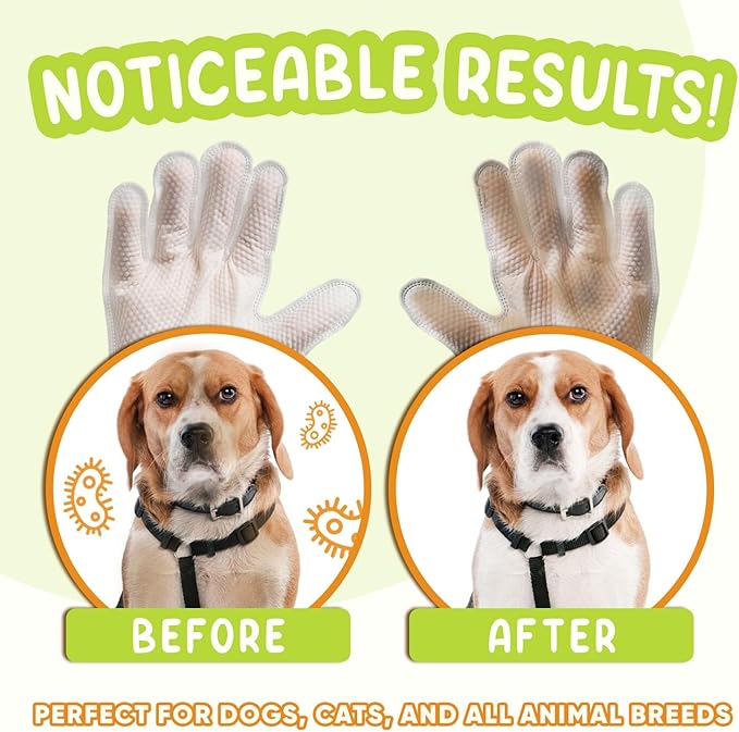 Pet Deodorizing Glove Wipes for Dogs & Cats | Nourish & Clean Fur & Skin | Coconut Oil & Chamomile Rinse-Free Wipes | Bathing Glove Wipes for Daily Care | Natural, Hypoallergenic (18 Pack)