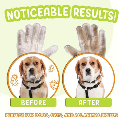 Pet Deodorizing Glove Wipes for Dogs & Cats | Nourish & Clean Fur & Skin | Coconut Oil & Chamomile Rinse-Free Wipes | Bathing Glove Wipes for Daily Care | Natural, Hypoallergenic (18 Pack)