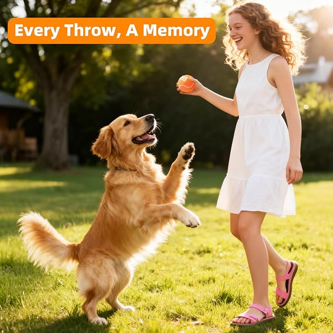 2.5" Dog Tennis Balls 6-Pack Silent Bounce, Tough Rubber Core, Durable Fetch & Training Toys for Indoor/Outdoor Play, for Small Medium Large Dogs (Orange, 6 Pack)
