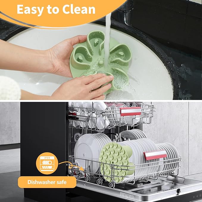 Slow Feeder Dog Bowls Insert, Bestalk Soft Silicone Slow Eating Dog Bowl Insert with Suction Cups for Small, Medium and Large Dogs(Green S)