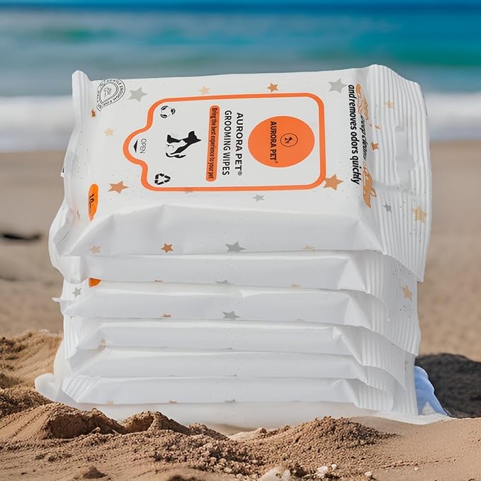 Aurora Pet Wipes – 100% Natural, Plant-Based Hypoallergenic Grooming Wipes for Dogs & Cats (240-Count Travel Pack)
