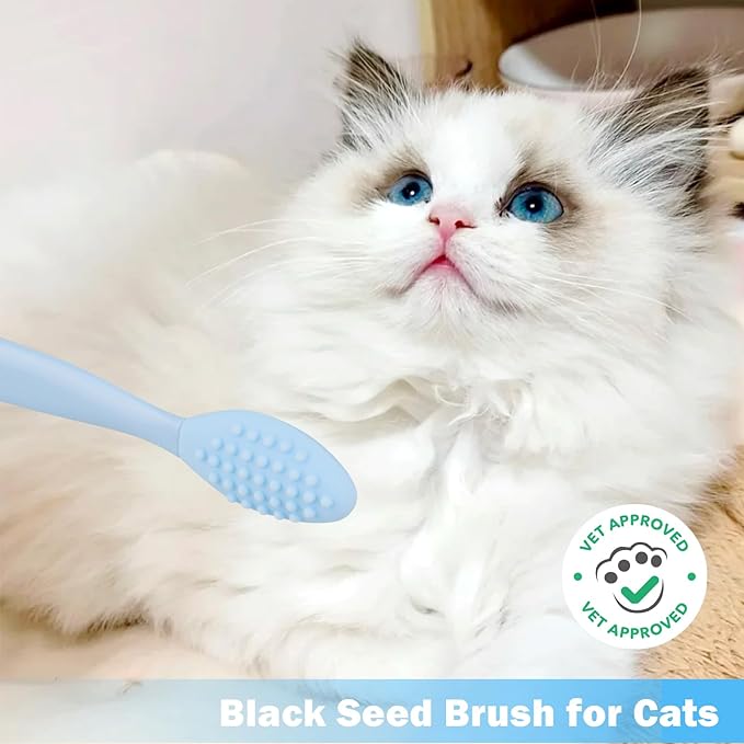 2PCS Pet Black Seed Brush for Cat Chin Acne & Blackhead Removal | Silicone Double-sided Grooming Brush for Acne Treatment | Acne Removing Tool|Cat Grooming Essentials,Blue
