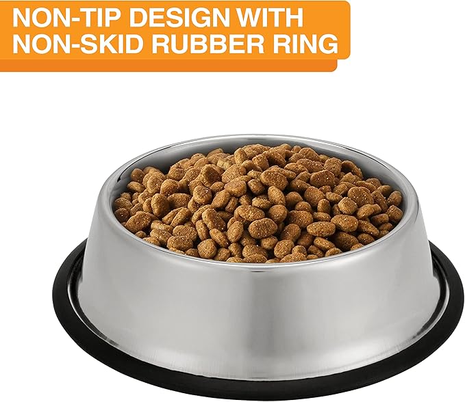 Neater Pet Brands - Stainless Steel No-Skid & Non-Tip Dog Bowl for Food or Water (32 oz, Stainless Steel)