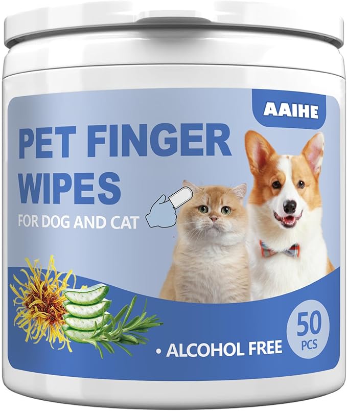 Dog Ear Finger Wipes,Gently Remove Ear Wax & Dirt,Relieve Ear Itching. All Natural Ingredients Dog Ear Wipes.Safe & Gentle Ear Wipes for Dog & Cat - 50 Count