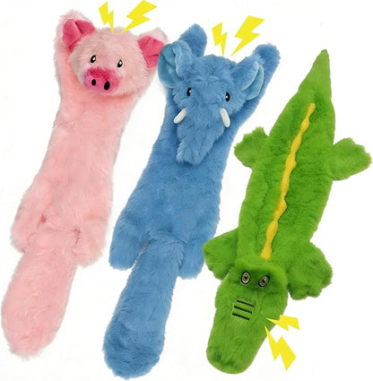 No Stuffing Dog Squeak Toys, 3 Pack Crinkle Dog Toys Plush, Squeaky Puppy Teething Toy for Small Medium Breed & Keep Them Busy