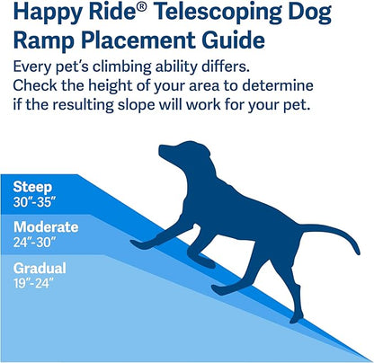 PetSafe Happy Ride Compact Telescoping Dog Ramp - Portable Pet Ramp for Cars, Trucks & SUVs with Adjustable Sizing - Non-Slip Design - Lightweight Pet Mobility Assistance