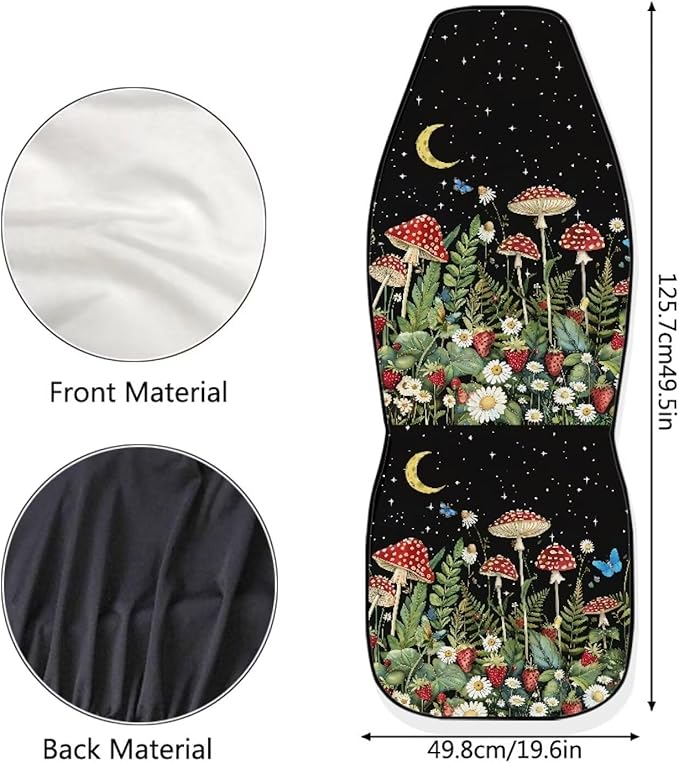 Mushroom Print Car Seat Covers for Front Seat Only Washable and Breathable Bucket Seat Covers for Women Men for Most Car Interior Covers Sedan Truck SUV Van - Vintage Butterfly Star Night