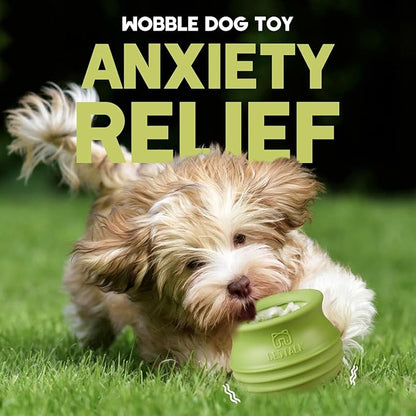 Dog Enrichment Treat Toy, Long-Lasting Wobbly Interactive Freeze Lick Toys for Dogs, Stuffable Puzzle Feeder Toy for Boredom, Silicone Treat Dispensing Chew Toy (Green,S)