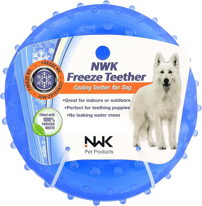 NWK Pet Teether Cooling Chew Toy for Dogs Teething Toy for Puppies, Fit with Treats for More Fun (Chewing Ring)