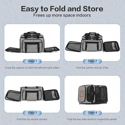 Cozy Cruiser Pet Carrier with Wheels,TSA Airline Approved, Expandable Space, Soft-Sided & Collapsible Design,Rolling Travel Bag with Telescopic Handle for Small Dogs and Cats
