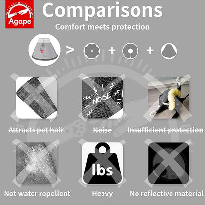 Agape Soft Dog Cone for Small Dogs & Cats, Comfy Dogs Recovery Collar After Surgery, Adjustable E Collar Alternative to Stop Licking, Protective Elizabethan Collars for Pup, Comfortable Dog Cones