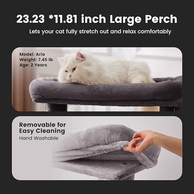 Gardner Pet 41" Cat Tree for Large Cats, Heavy Duty Cat Trees Towers with 3.2in Posts & Washable Top Perches & Replaceable Natural Sisal