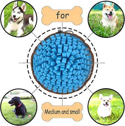 Dog Snuffle-Mat Slow-Feeder-Bowl - Simulating Grassland for Boredom, Encourages Natural Foraging Skills for Pet, Treat Indoor Outdoor Stress Relief（Blue）