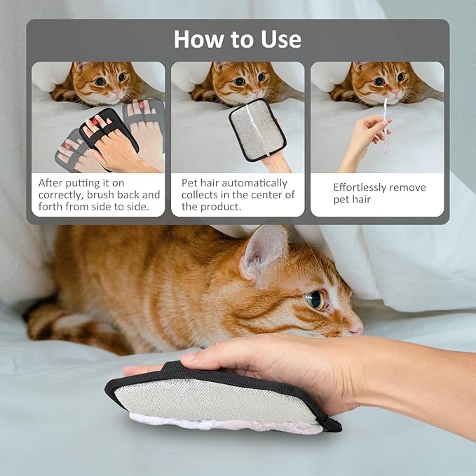 Obfuscate Pet Hair Removal Glove for Cats & Dogs,Reusable Electrostatic Pet Hair Remover Tool for Couch,Carpet,Car Seat