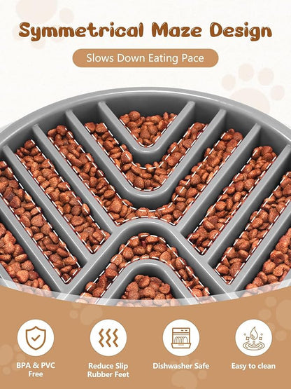 KASBAH Slow Feeder Dog Bowls Large Breed, 5 Cups Capacity for Wet & Dry Food, Puzzle Maze Bowl for Fast Eaters, Non-Slip Base, BPA Free, Helps Prevent Bloat and Aid Digestion